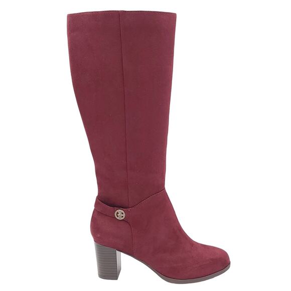 Giani Bernini Women Block Heel Riding Boots Adonnys Size US 8.5M Wine Microsuede - Picture 2 of 6